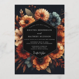Slate Marigold Autumnal Wedding Invitation