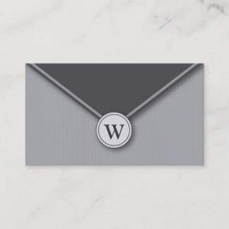 Slate Monogram Elegant Envelope Business Cards