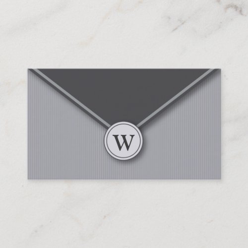 Slate Monogram Elegant Envelope Business Cards