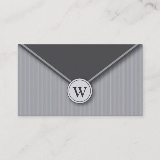 Customizable Slate Monogram Elegant Envelope Business Cards