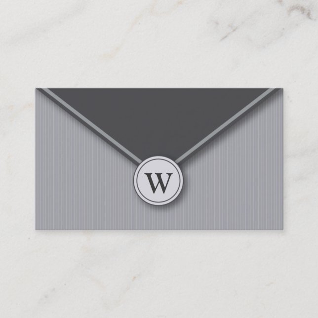 Slate Monogram Elegant Envelope Business Cards (Front)