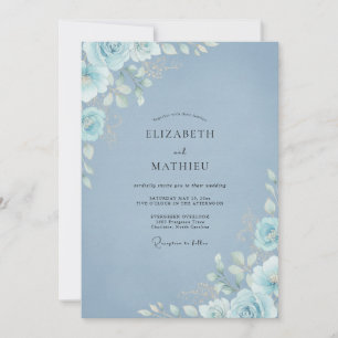 Slate Painted Leafy Wedding Invitation