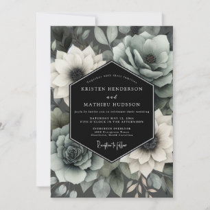 Slate Painterly Anemone Wedding Invitation
