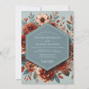 Slate Paprika Autumnal Wedding Invitation