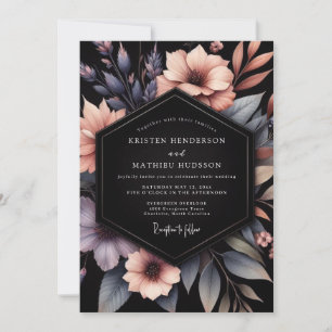 Slate & Peach Moody Floral Wedding Invitation