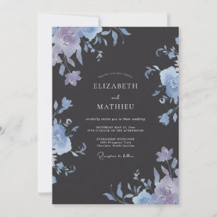 Slate Periwinkle Painted Wedding Invitation