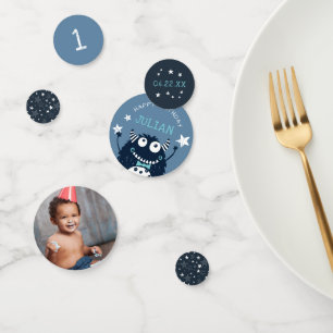 Slate Personalized Little Monster Birthday Party Confetti