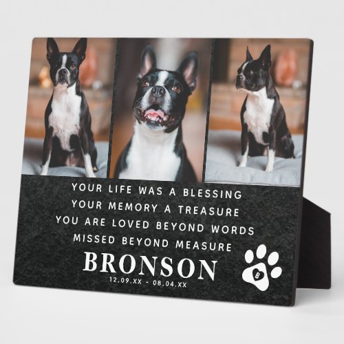 Slate Pet Loss Memorial Quote  Photo Collage Plaque