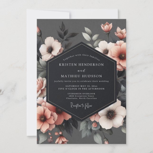 Slate Petal Twilight Wedding Invitation (Front)