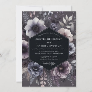 Slate Purple Floral Moody Wedding Invitation