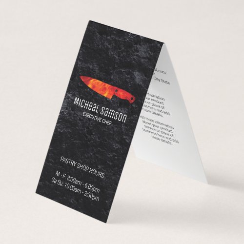 Slate Rock  Fire Knife  Executive Chef Business Card