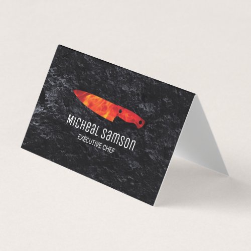 Slate Rock  Fire Knife  Executive Chef Business Card