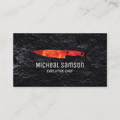 Slate Rock  Fire Knife  Executive Chef Business Card