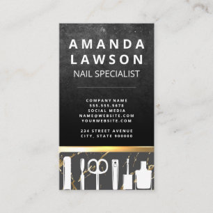 Slate Rock Gold Metallic Trim Manicure Tools Business Card