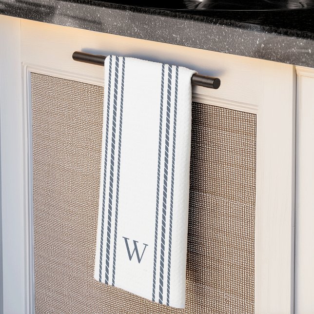 Slate | Rope Stripe Monogram Kitchen Towel (Creator Uploaded)