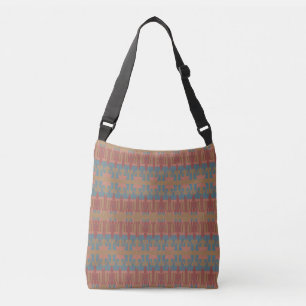 Slate Rust Shades on Tan Mediterranean Rows Motif Crossbody Bag