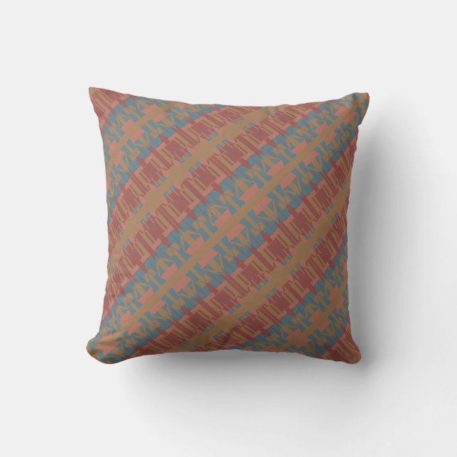 Slate Rust Shades Tan Diagonal Mediterranean Rows Throw Pillow (Front)