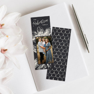 Slate Rustic Floral Illustration Photo Bookmark