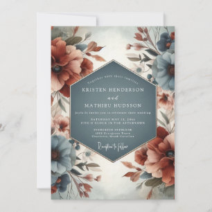 Slate & Sienna Muted Floral Wedding Invitation