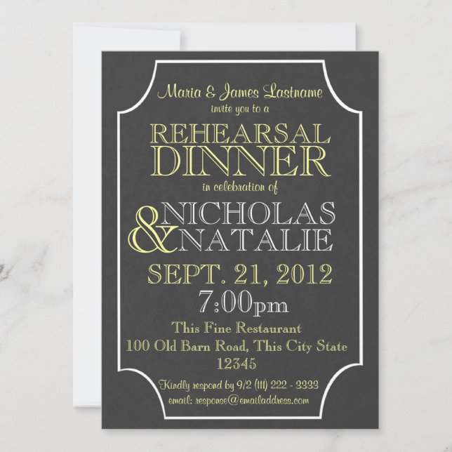 Slate Sign Board Rehearsal Dinner Invitation (Front)