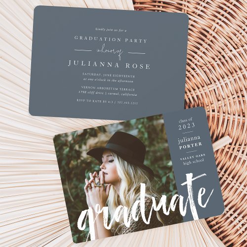 Slate  Sketched Overlay Graduation Party Invitation
