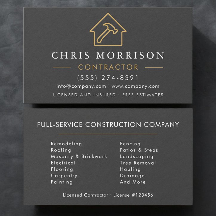 Slate Stone Gold Modern Building Construction Business Card
