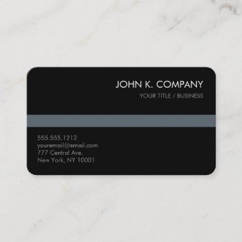 Slate Stripe Simple Professional Black Business Card by inkbrook at Zazzle