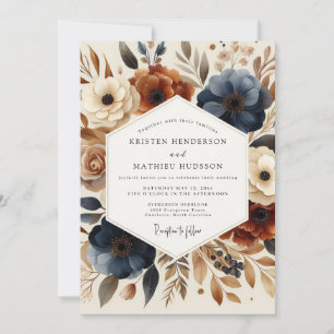 Slate Terracotta Autumnal Wedding Invitation