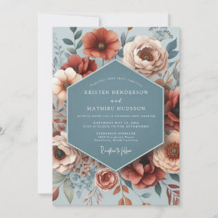Slate Terracotta Poetic Wedding Invitation