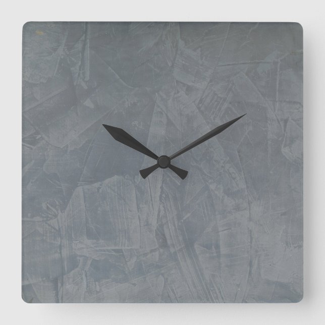 Slate Venetian Plaster Faux Finish Square Wall Clock (Front)