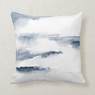 Slate Watercolor Abstract Throw Pillow
