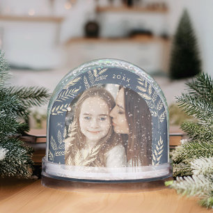 Slate Winter Laurel Photo Snow Globe