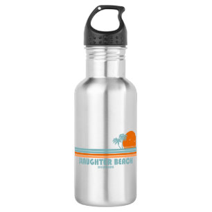 Slaughter Beach Delaware Sun Palm Trees Stainless Steel Water Bottle