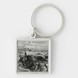 Slaughter of Buffaloes on the Plains Keychain