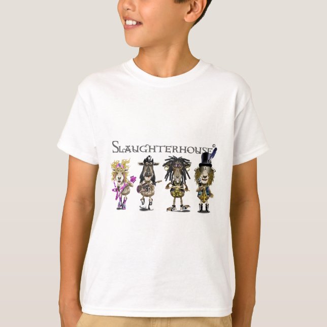 SLAUGHTERHOUSE a Heavy Metal rock band of sheep T-Shirt (Front)