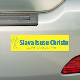 Slava Isusu Christu Yellow & Blue Car Magnet