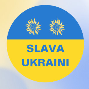 Slava Ukraini Blue Gold Sunflower Ukraine Support Classic Round Sticker
