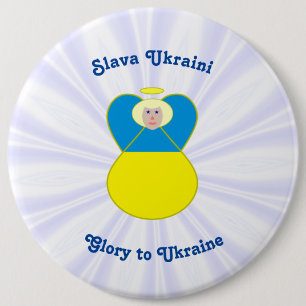 Slava Ukraini Glory to Ukraine Angel Button