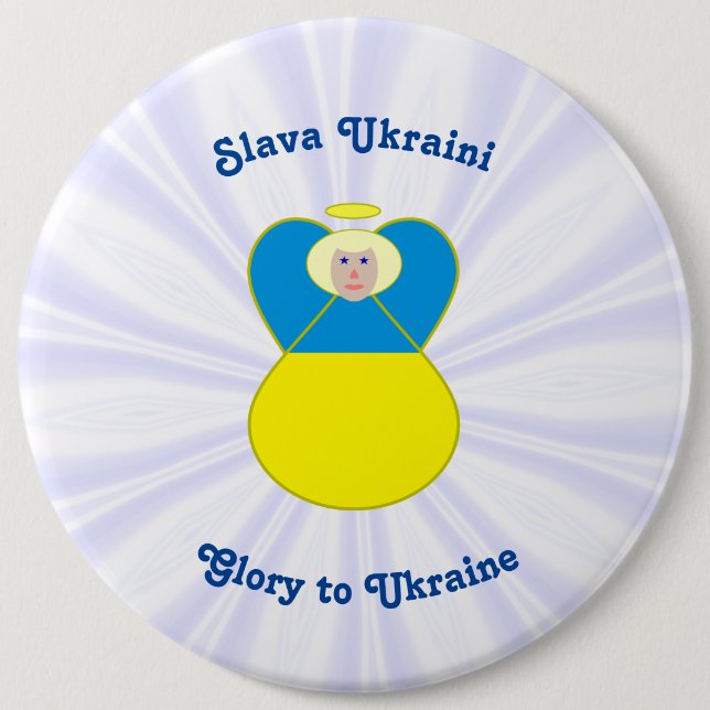 Slava Ukraini Glory to Ukraine Angel Button (Front)