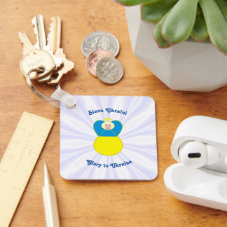 Slava Ukraini Glory to Ukraine Angel Keychain