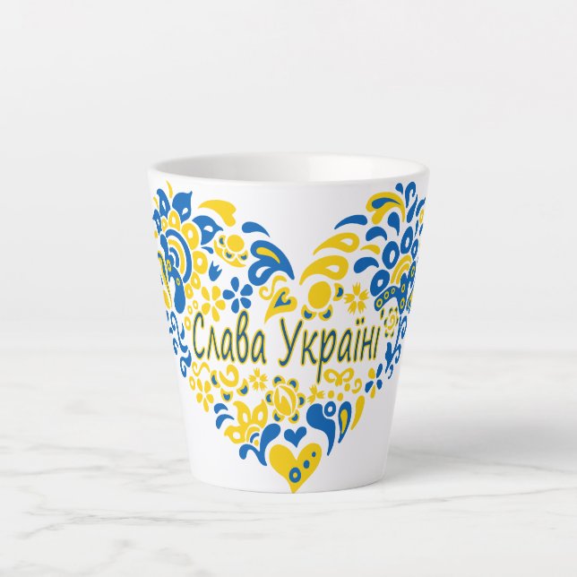 Slava Ukraini Glory to Ukraine big heart  Latte Mug (Front)