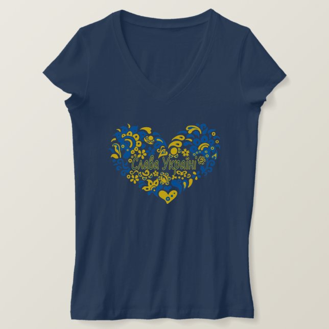 Slava Ukraini Glory to Ukraine big heart T-Shirt (Design Front)