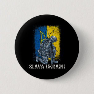 Slava Ukraini Glory To Ukraine Pro Ukraine Trident Button
