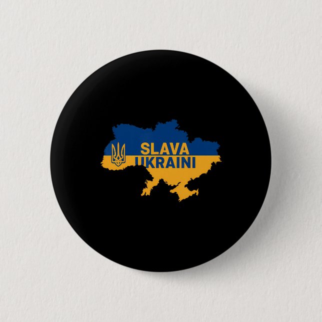 Slava Ukraini Glory To Ukraine Shirt Support Ukrai Button (Front)