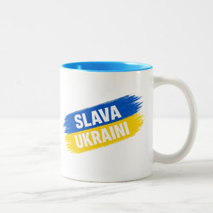 Slava Ukraini, Glory to Ukraine Two-Tone Coffee M Mug