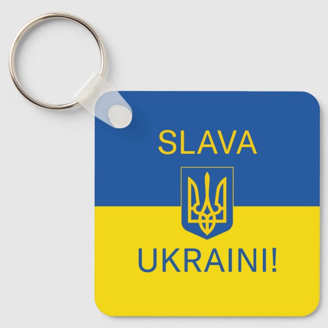 Slava Ukraini glory Ukraine war peace symbol patri Keychain (Front)