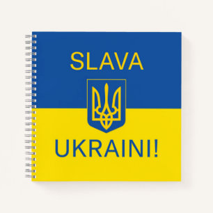 Slava Ukraini glory Ukraine war peace symbol patri Notebook