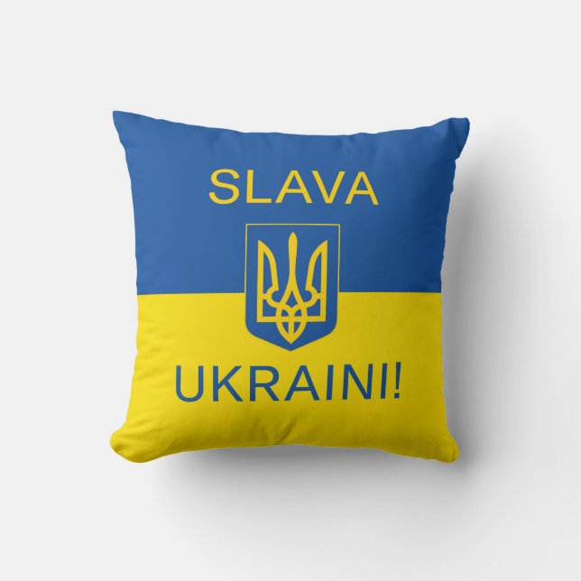Slava Ukraini glory Ukraine war peace symbol patri Throw Pillow (Front)