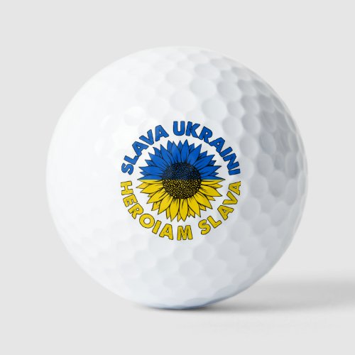 Slava Ukraini Heroiam slava sunflower Ukraine flag Golf Balls