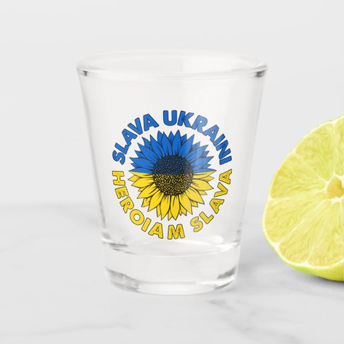 Slava Ukraini Heroiam slava sunflower Ukraine  Shot Glass